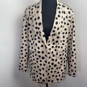 Terea By Andrea Pitter Blazer Women's M Tan‎ & Black Hummus Dots Classy Business